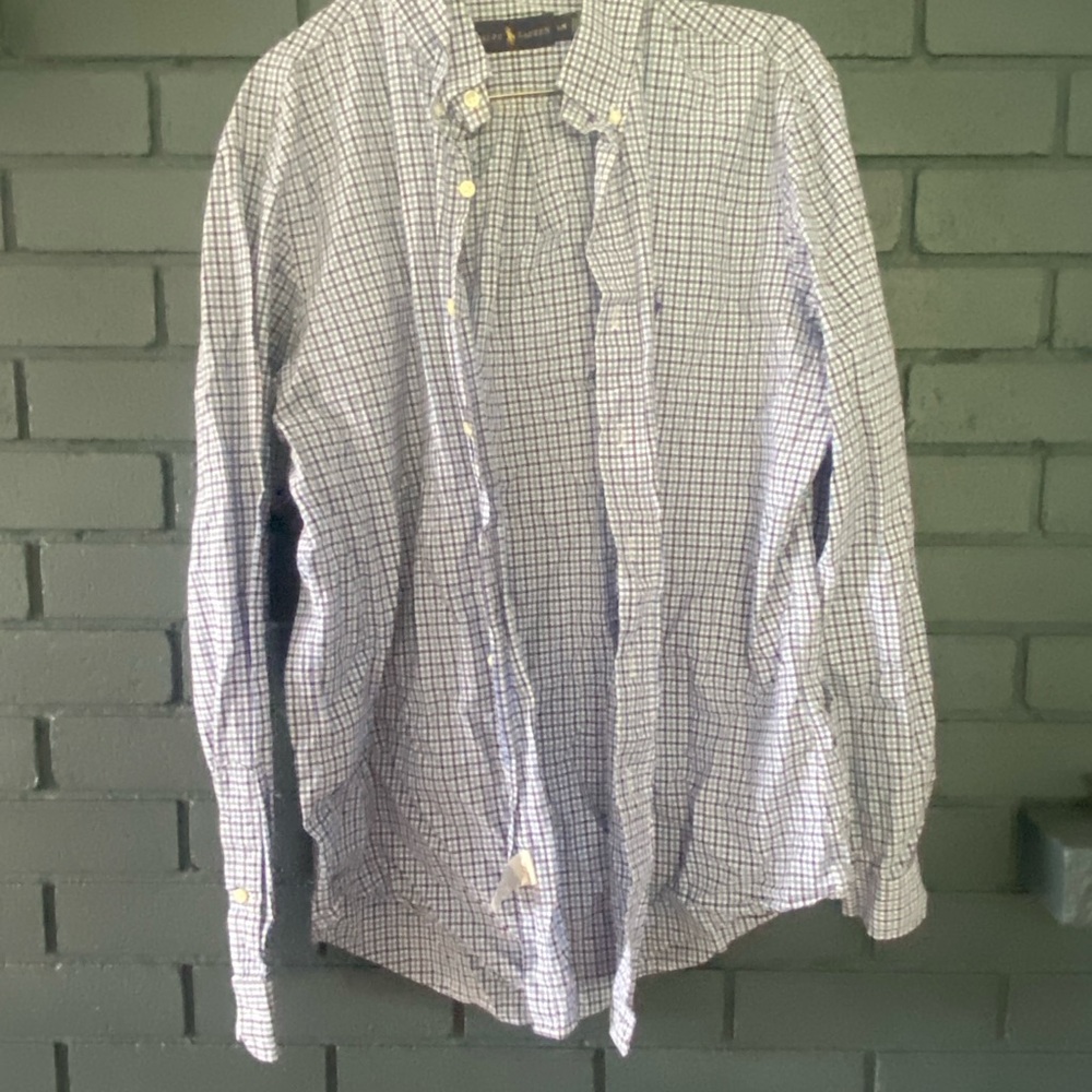 GUC Polo Ralph Lauren Blue Checkered Button Down Shirt Men’s Large